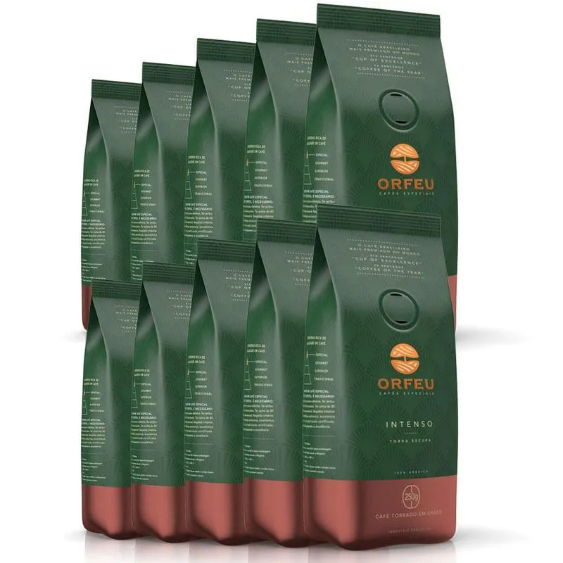 Café Em Grãos Premium Orfeu Intenso Kit 10 Pacotes De 250g