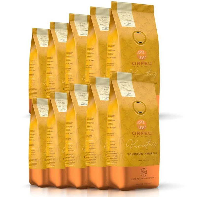 Café Em Grãos Orfeu Bourbon Amarelo Kit 10 Pacotes De 250g