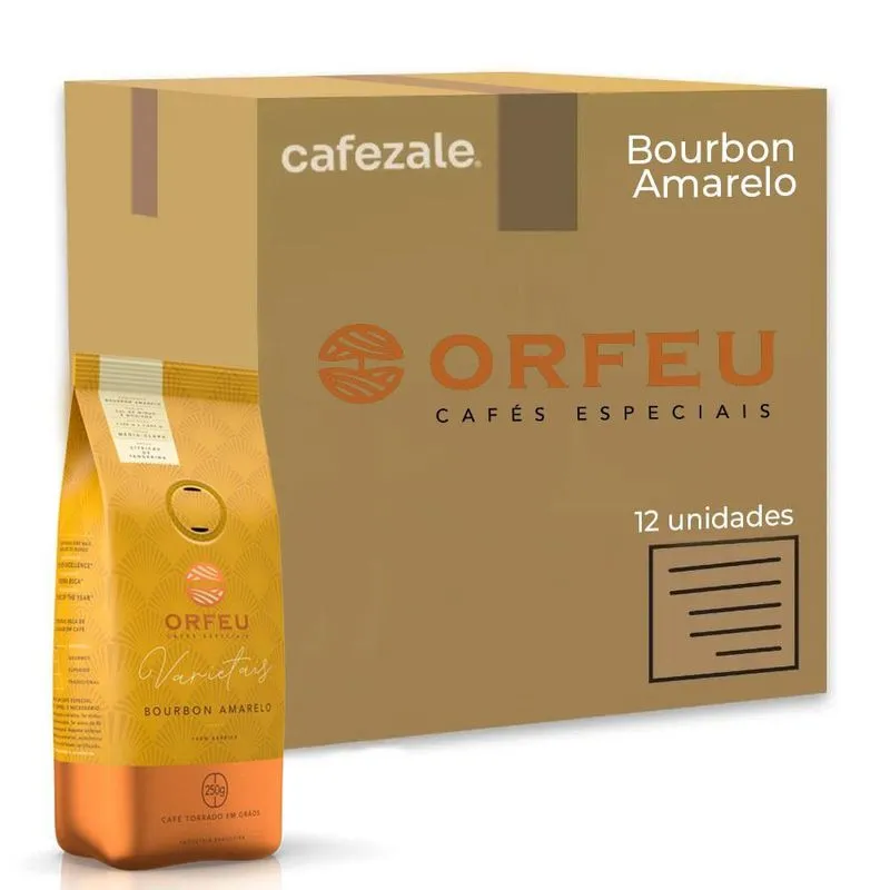 Café Em Grãos Orfeu Bourbon Amarelo Kit 12 Pacotes De 250g