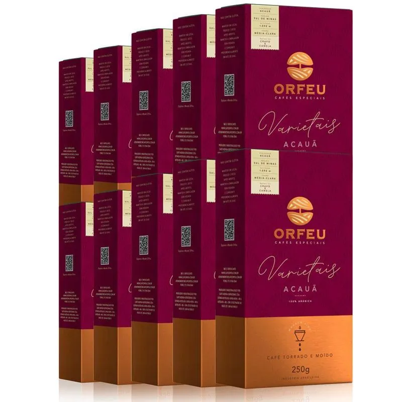 Café Moído Premium Orfeu Sabor Acauã Kit 10 Pacotes De 250g