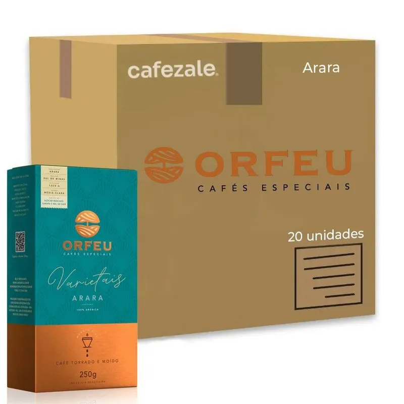 Café Moído Premium Orfeu Arara Kit 20 Pacotes De 250g