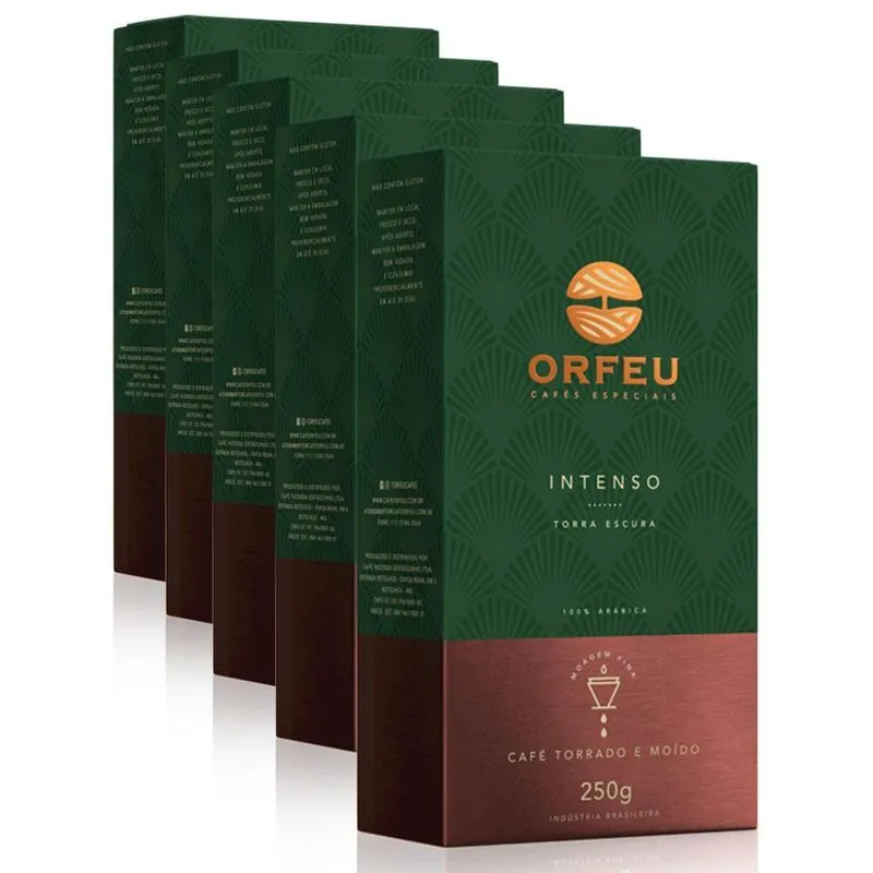 Café Moído Premium Orfeu Intenso Kit 5 Pacotes De 250g