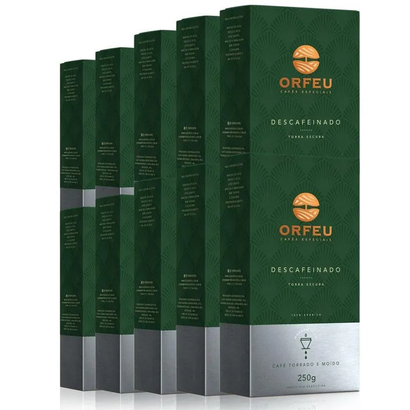 Café Moído Premium Orfeu Descafeinado Kit 10 Pacotes De 250g