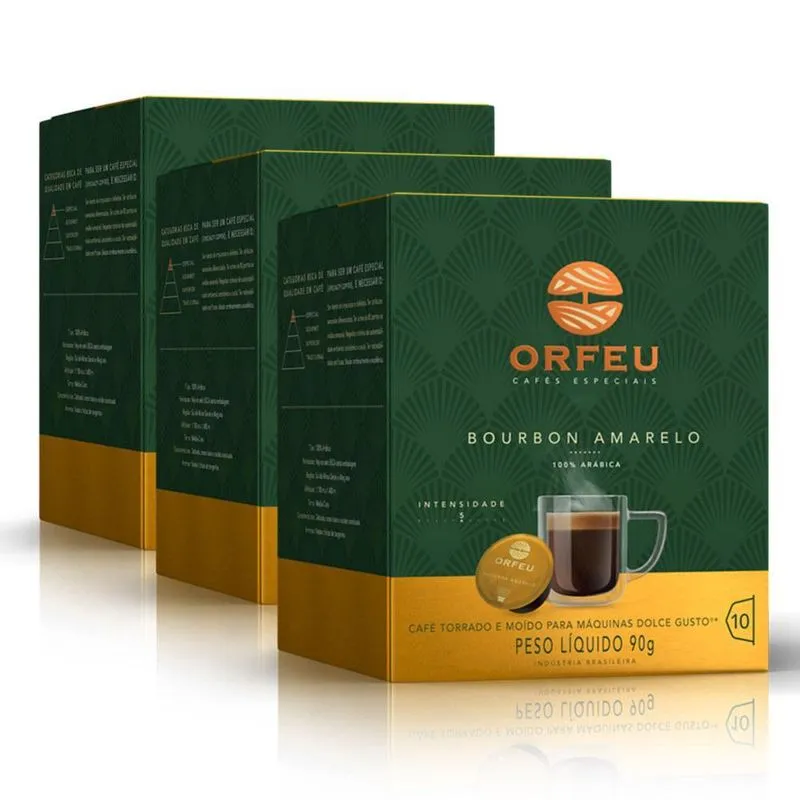 30 Cápsulas Dolce Gusto Café Premium Orfeu Bourbon Amarelo