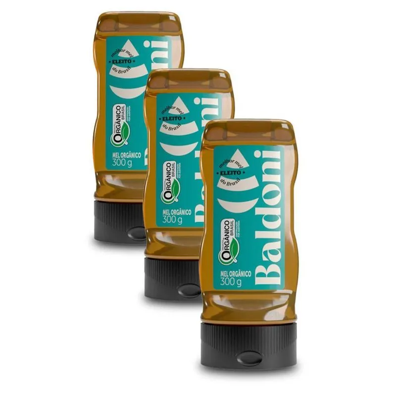 Mel Orgânico Baldoni Kit 3 Bisnagas De 300g