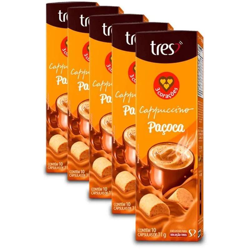 50 Cápsulas Três Corações Cappuccino Paçoca
