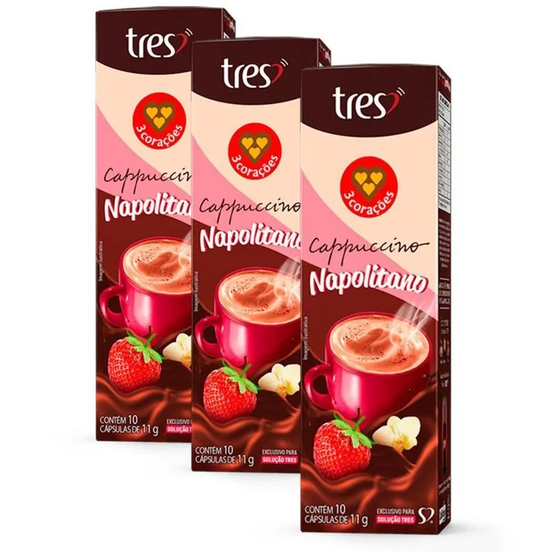30 Cápsulas Três Corações Cappuccino Napolitano