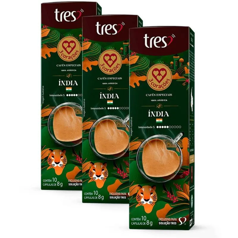 30 Cápsulas Café Especial Índia Três Corações