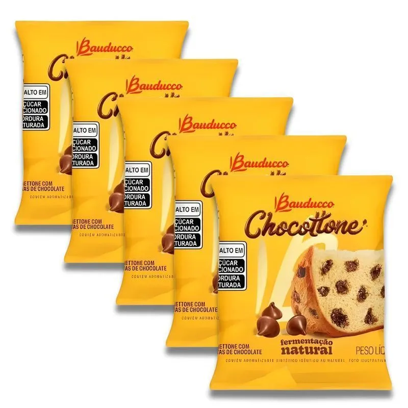 Mini Chocotone Bauducco Gotas Chocolate Kit 5 Unidades 80g