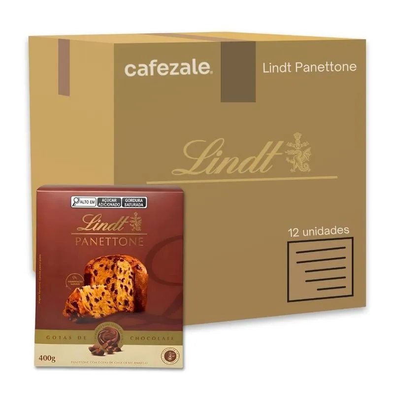 Panetone Lindt Gotas De Chocolate Suiço Kit 12 Unidades 400g
