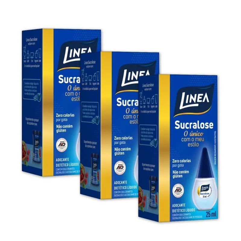 Adoçante Sucralose Líquido Linea Kit 3 Unidades 25ml