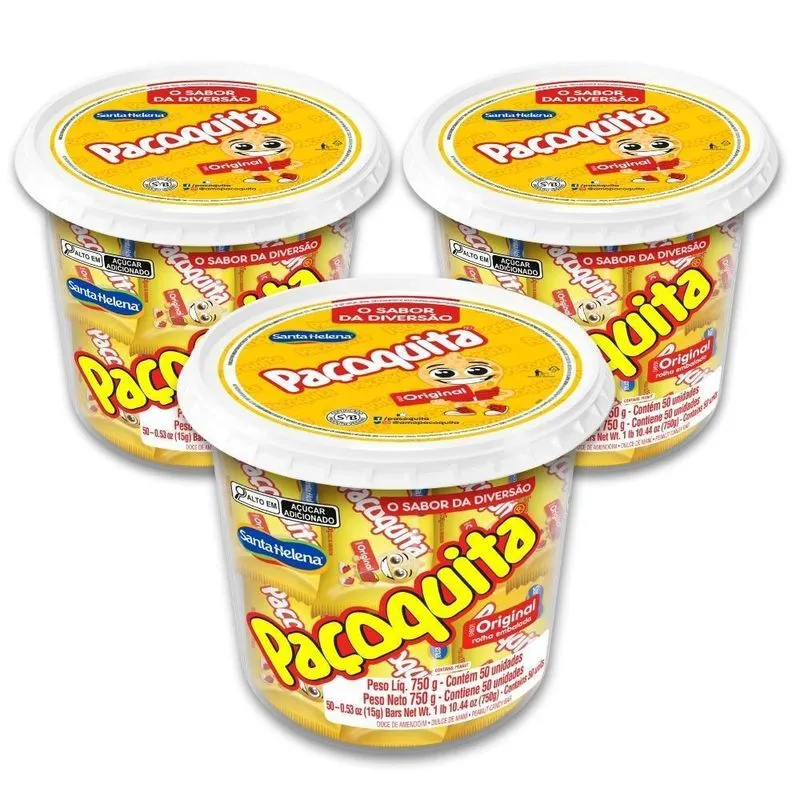 Paçoca Rolha Paçoquita Santa Helena Kit 3 Potes 750g
