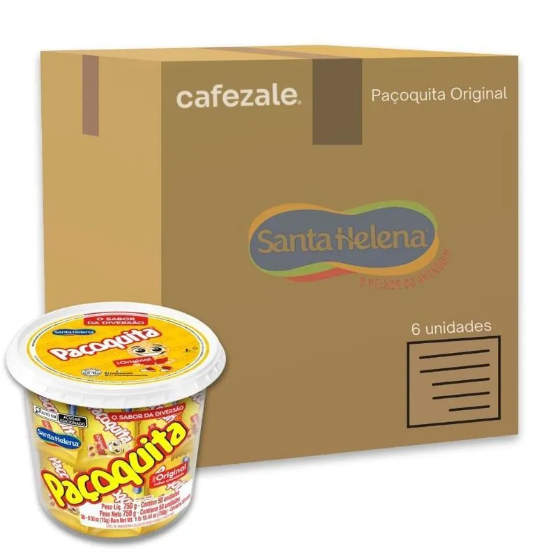 Paçoca Rolha Paçoquita Santa Helena Kit 6 Potes 750g