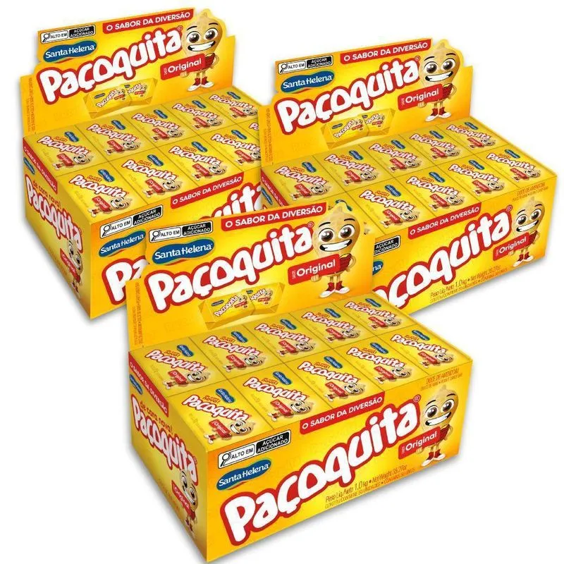 Paçoca Quadrada Paçoquita Santa Helena Kit 3 Caixas 1kg