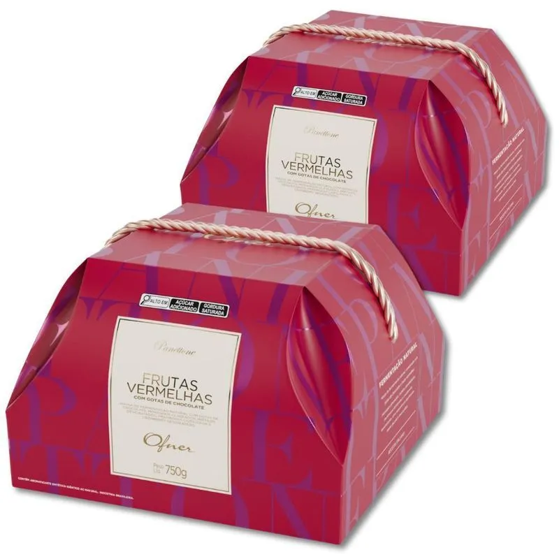 Panettone Ofner Frutas Vermelhas Kit 2 Unidades 750g
