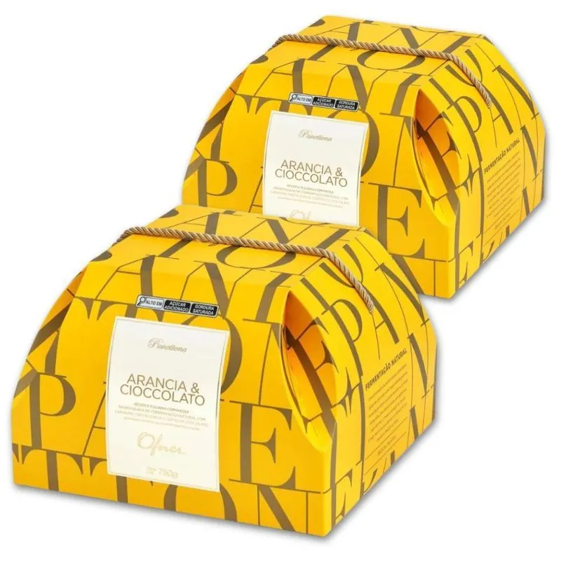 Panettone Ofner Arancia E Cioccolato Kit 2 Unidades 750g