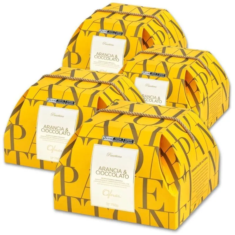 Panettone Ofner Arancia E Cioccolato Kit 4 Unidades 750g