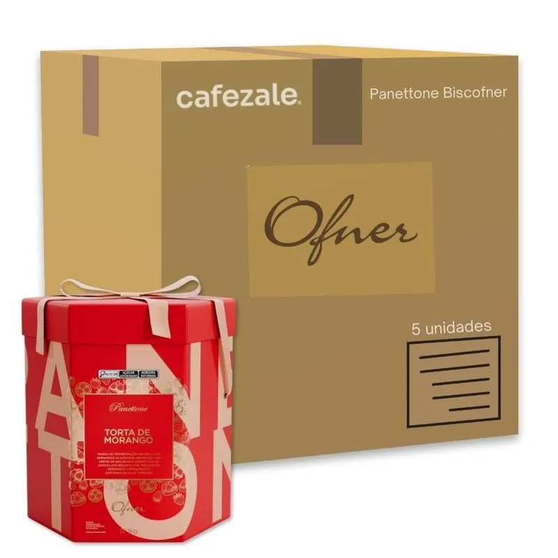 Panettone Ofner Torta De Morango Kit 5 Unidades 1kg