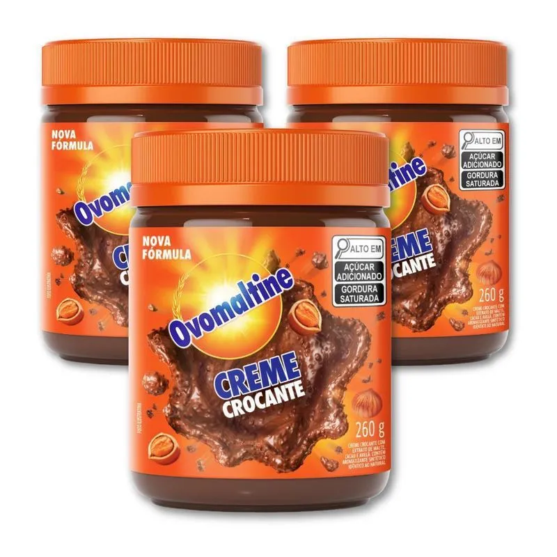 Creme Crocante Ovomaltine Kit 3 Potes De 260g