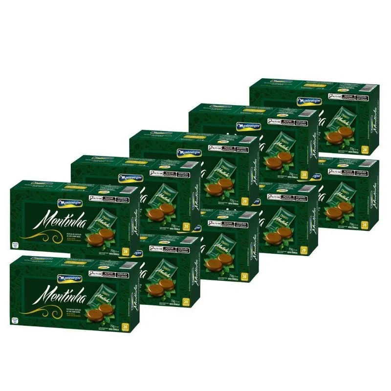 Pastilhas De Chocolate, Montevérgine Mentinha, 10 Caixas 70g