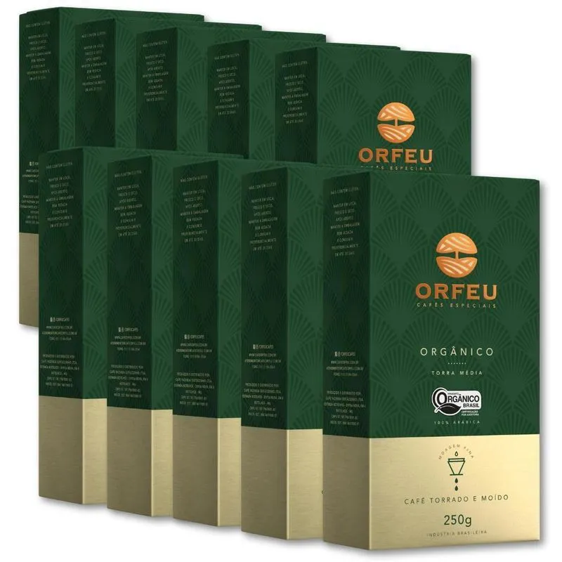 Café Torrado E Moído Orgânico Orfeu Kit 10 Pacotes 250g