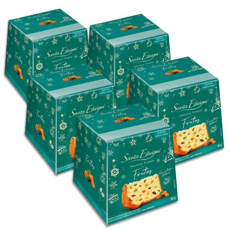 Mini Panettone Tradicional Frutas Santa Edwiges Kit 5un 80g