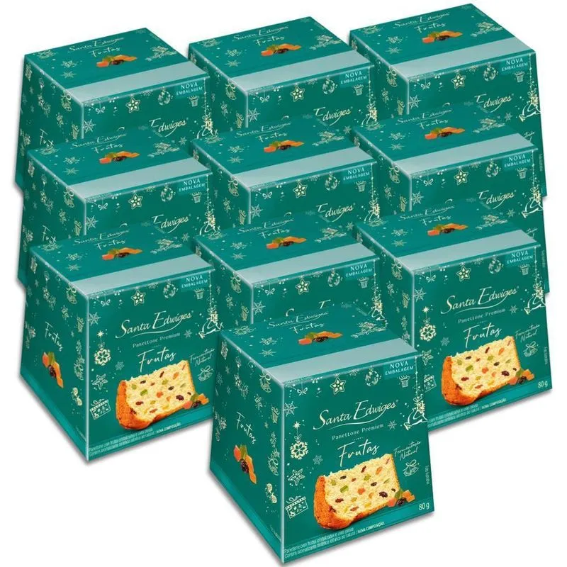 Mini Panettone Tradicional Frutas Santa Edwiges Kit 10un 80g