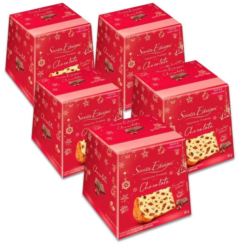 Mini Panettone Gotas De Chocolate Santa Edwiges Kit 5un 80g