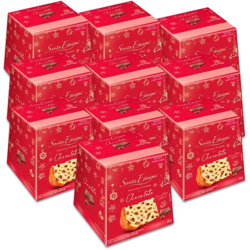 Mini Panettone Gotas De Chocolate Santa Edwiges Kit 10un 80g