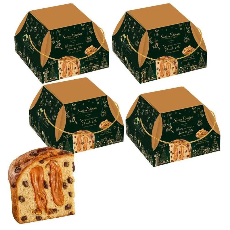 4 Panetone Recheado Nozes E Doce De Leite Santa Edwiges 800g