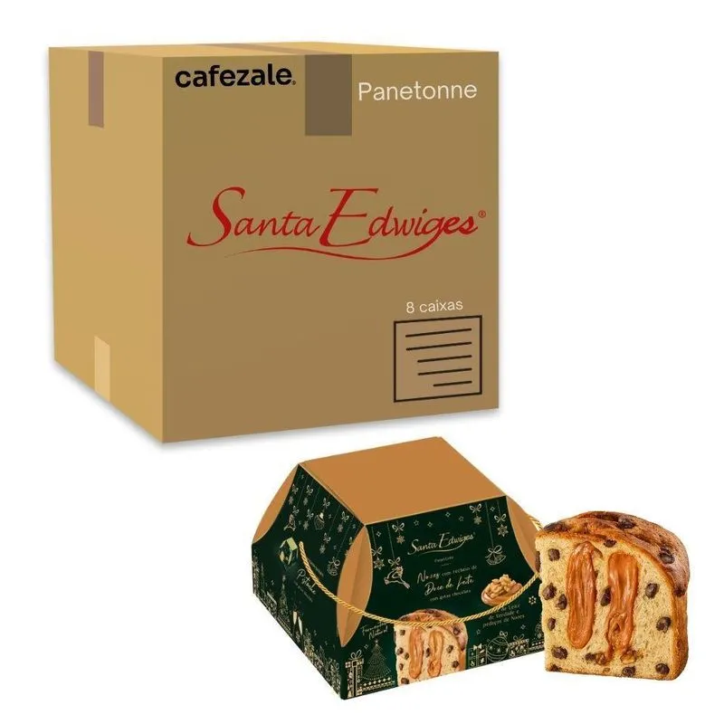 8 Panetone Recheado Nozes E Doce De Leite Santa Edwiges 800g
