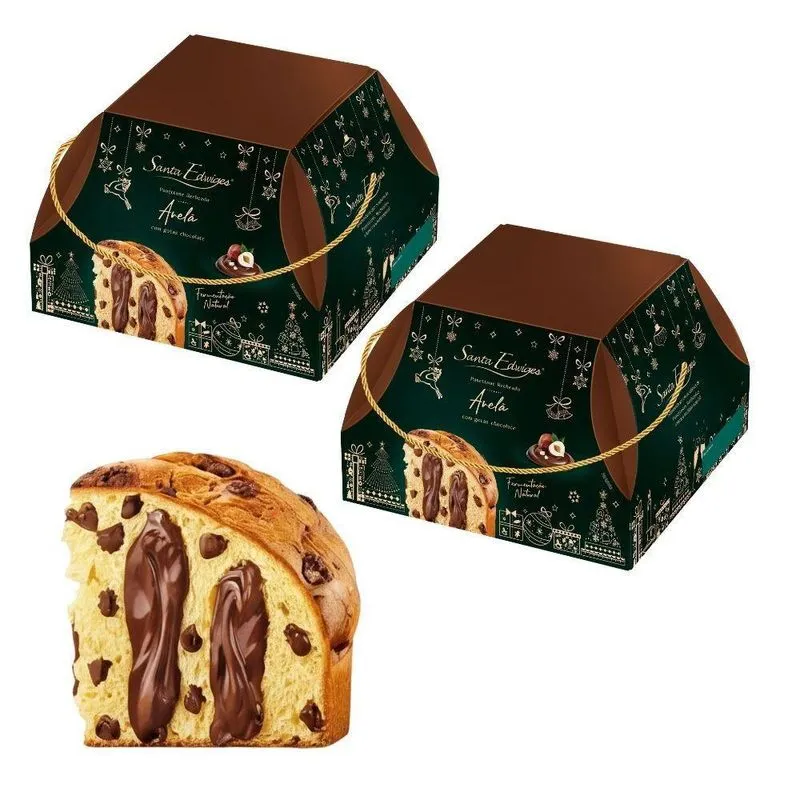 Kit 2 Panetones St Edwiges Avelã Com Gotas De Chocolate 800g