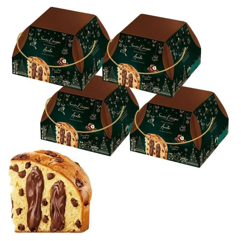 Kit 4 Panetones St Edwiges Avelã Com Gotas De Chocolate 800g