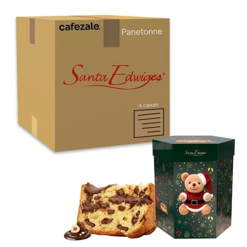 Kit 4 Panetone Santa Edwiges Avelã Com Cacau 1,1kg E Pelúcia