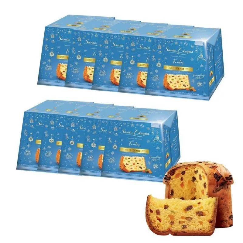 Kit 10 Panettone Zero Açúcar Frutas Santa Edwiges Caixa 400g