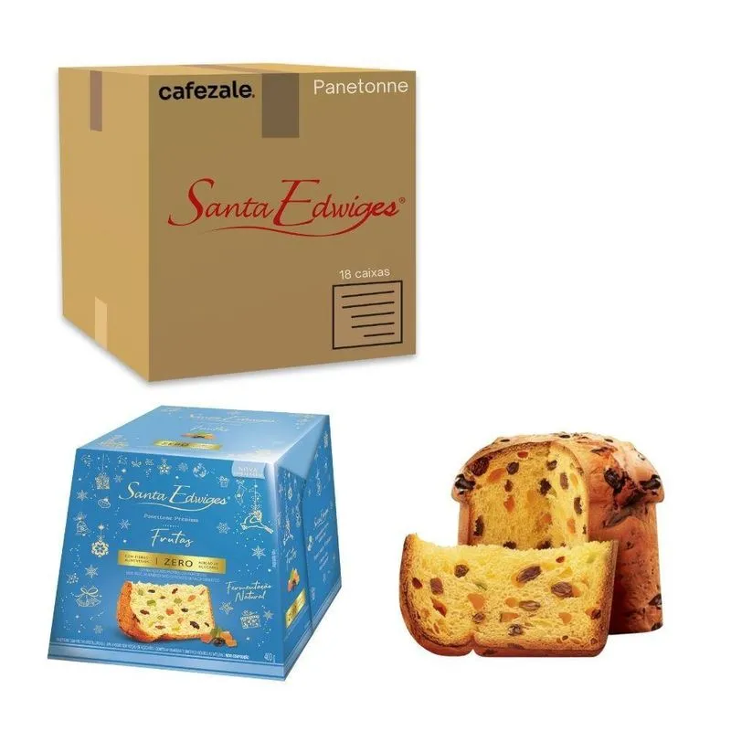 Caixa 18 Panettones Zero Açúcar Frutas Santa Edwiges 400g