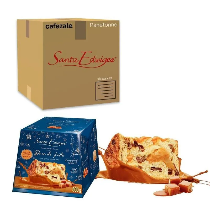Caixa 18 Panettone Recheado Doce De Leite Santa Edwiges 500g