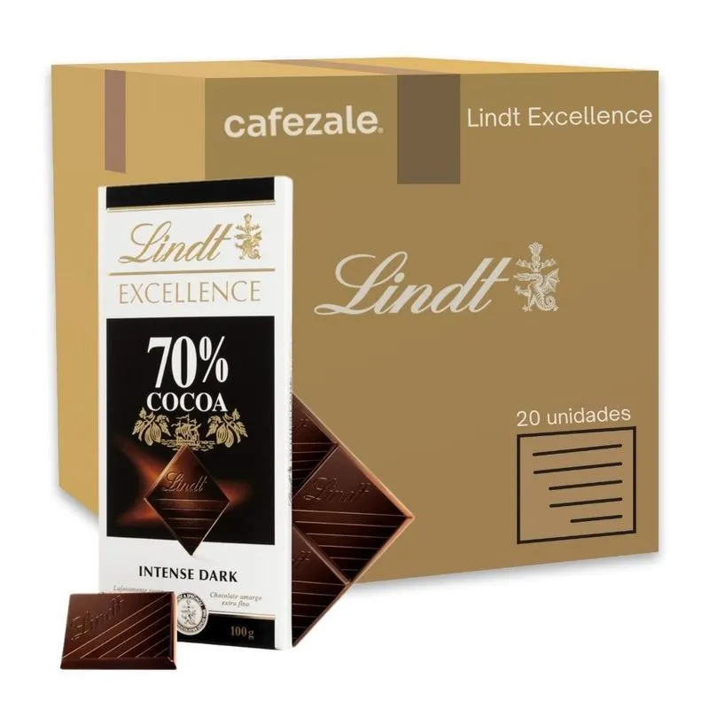 20 Barras, Chocolate, Lindt Excellence, 70% Cacau, 100g
