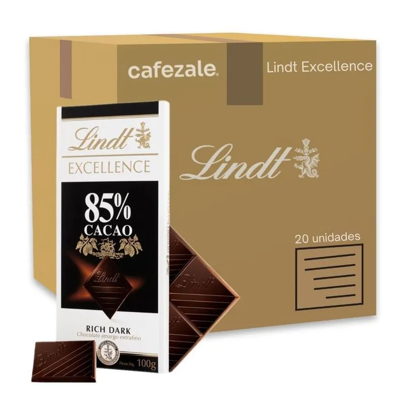 20 Barras Chocolate - 85% Cacau - Lindt Excellence