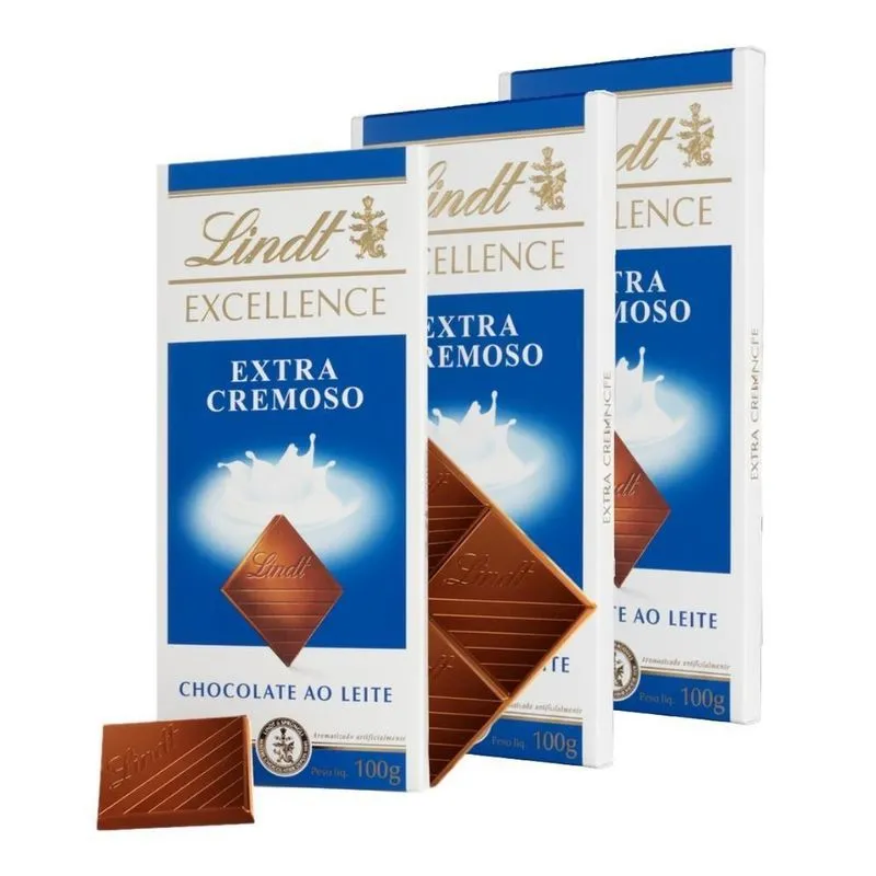 3 Barras Chocolate - Extra Creamy - Lindt Excellence