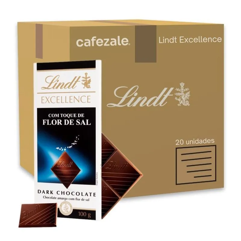 20 Barras, Chocolate, Lindt Excellence, Sal Marinho, 100g