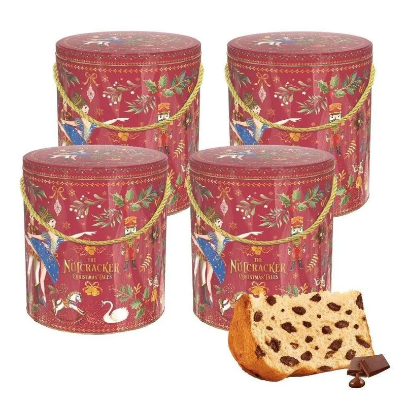 Kit 4 Latas Panetone Gotas De Chocolate Santa Edwiges 750g