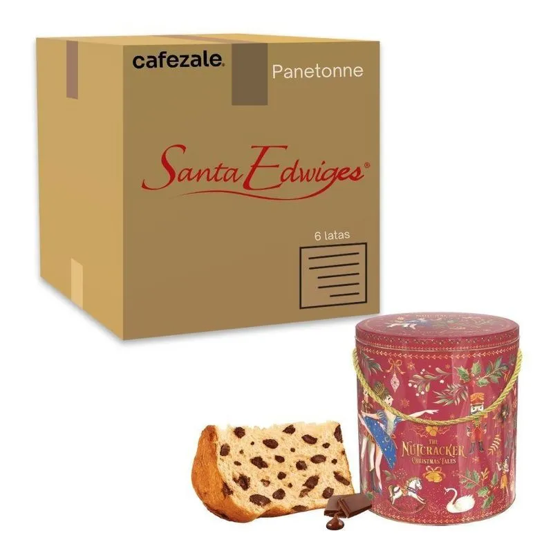 Kit 6 Latas Panetone Gotas De Chocolate Santa Edwiges 750g