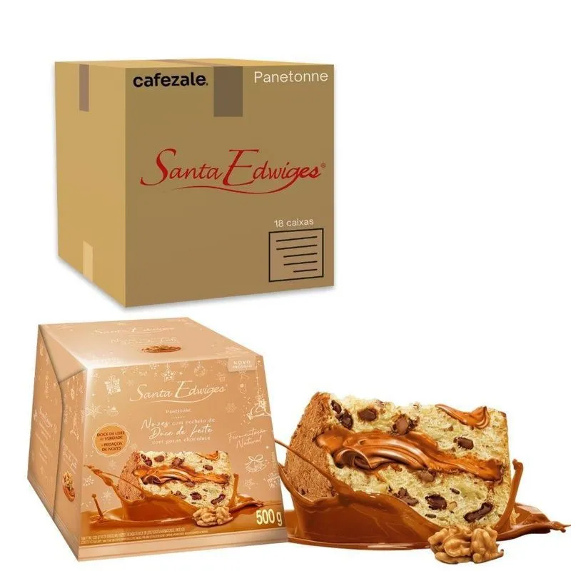 Caixa Com 18 Panetone Recheado Doce De Leite Com Nozes 500g