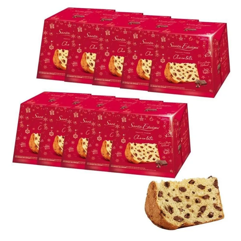 10 Panetones Premium Gotas De Chocolate 400g Santa Edwiges
