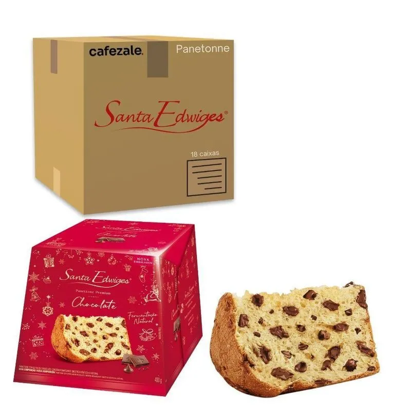 Caixa 18 Panetones Com Gotas De Chocolate 400g Santa Edwiges
