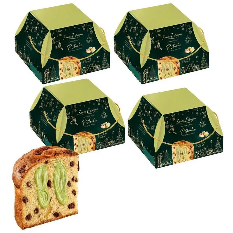 Kit 4 Panetones Premium Recheado Pistache 800g Santa Edwiges
