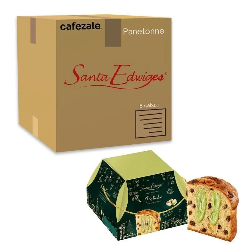 Kit 8 Panetones Premium Recheado Pistache 800g Santa Edwiges