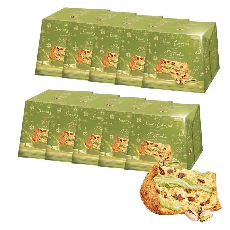 Kit 10 Panetone Recheio Pistache Cremoso Santa Edwiges 500g