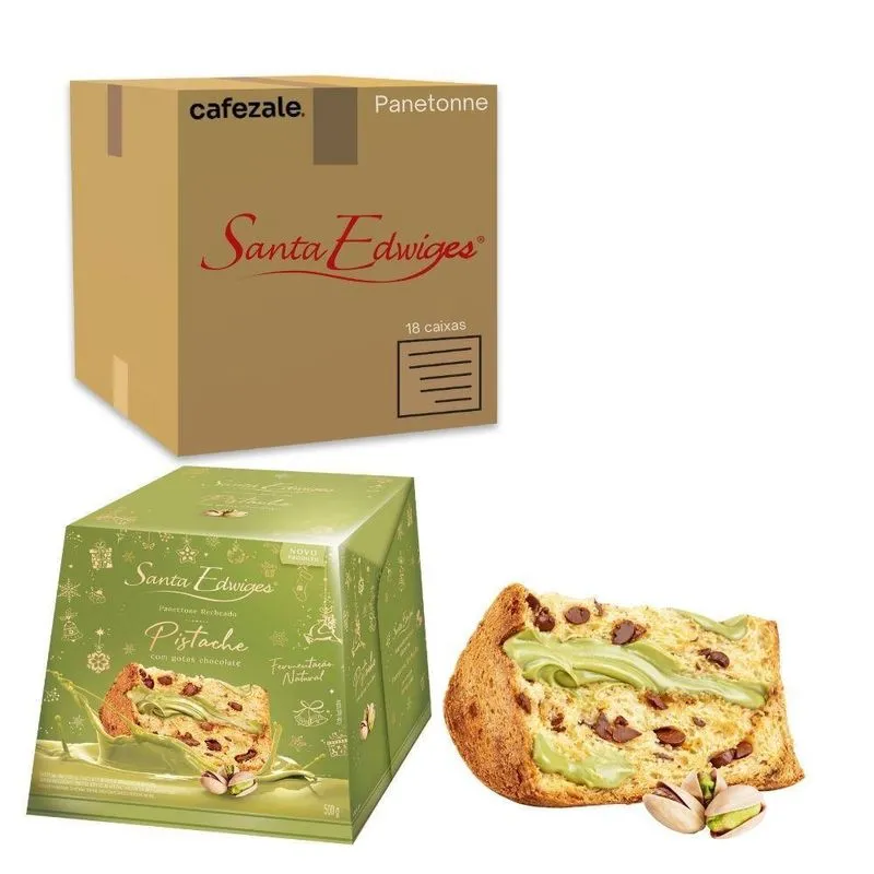 Kit 18 Panetone Recheio Pistache Cremoso Santa Edwiges 500g